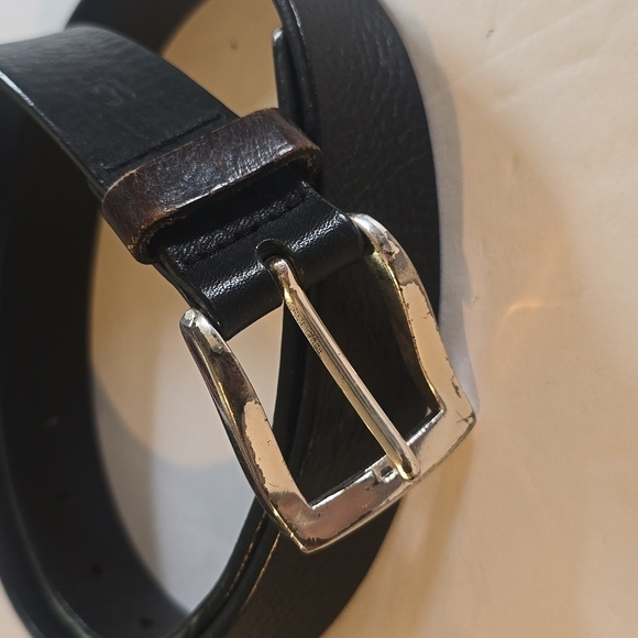 Liz Claiborne Womens Black leather belt Silver Tone Buckle Vintage Sz.40 - Picture 2 of 11